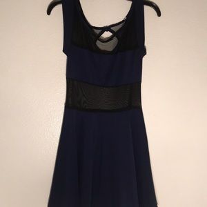 Navy Blue With Mesh Dress